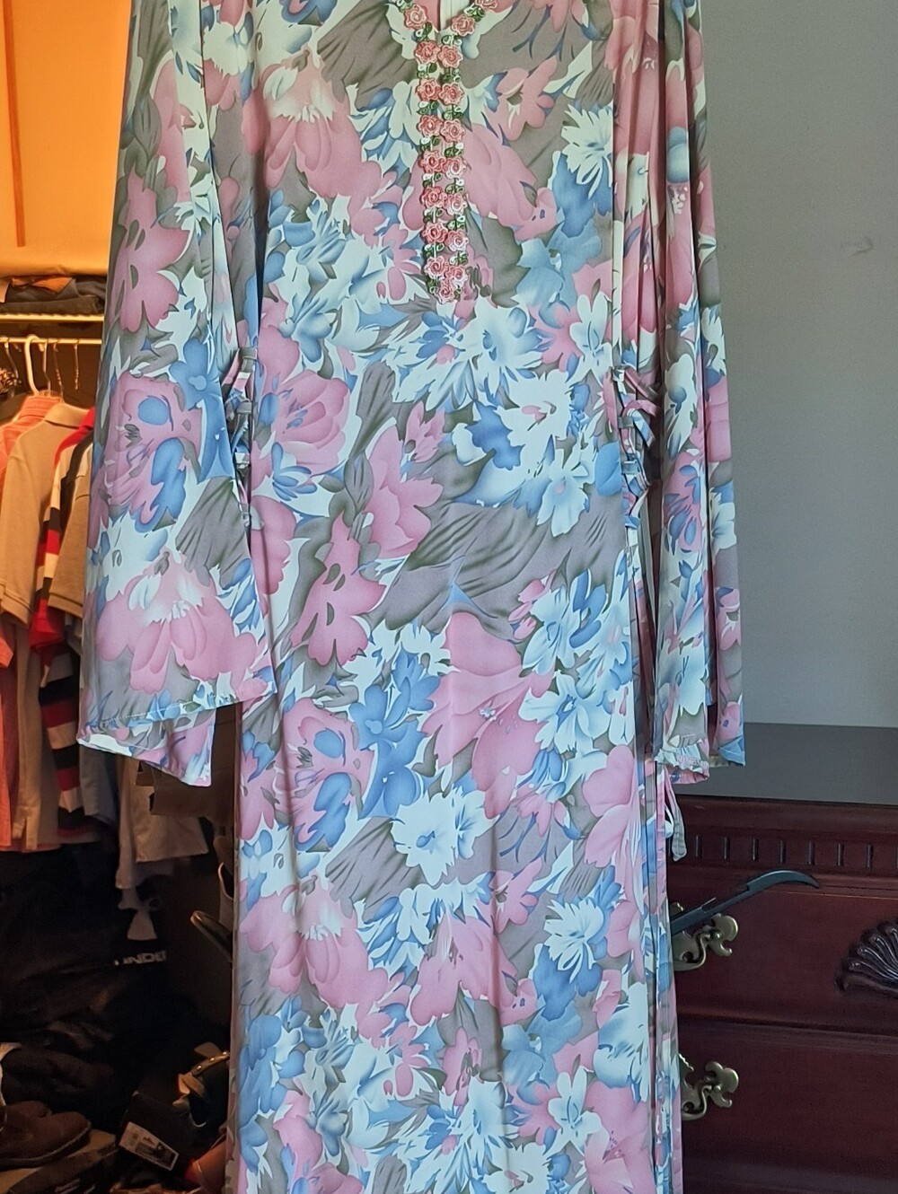 Floral Long Sleeve Maxi Dress in Pink & Blue. Brand New Never Worn